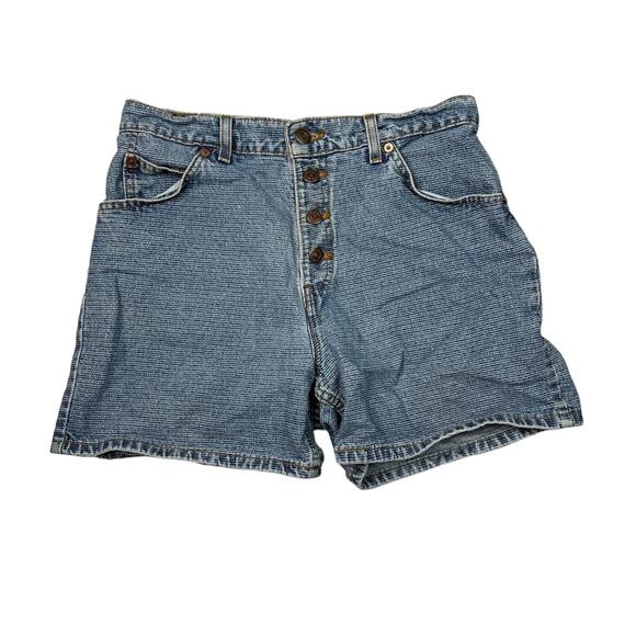 Levi’s VTG 90s 950 Relaxed Fit High Rise Denim Jean Shorts Striped USA 10 Reg - Picture 1 of 6